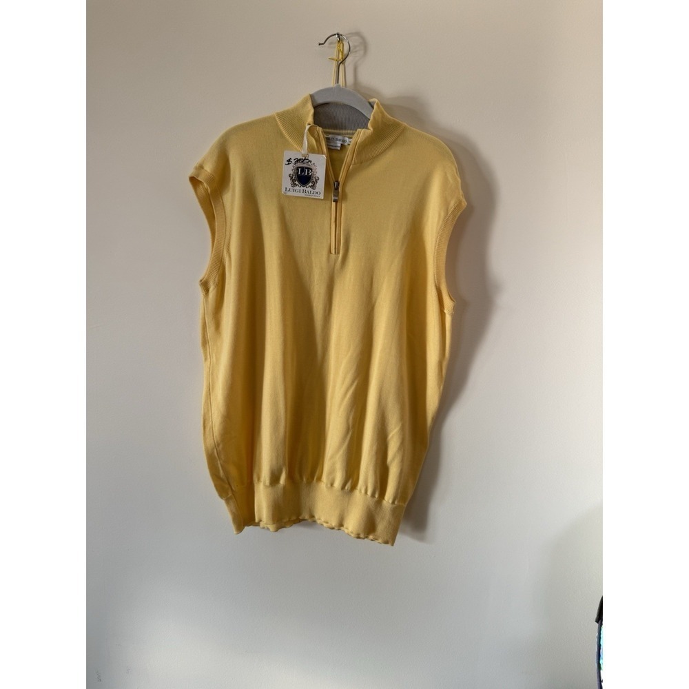 Men's Luigi Baldo Yellow XL Vest 100% Pima Cotton V-Neck Made In Italy
